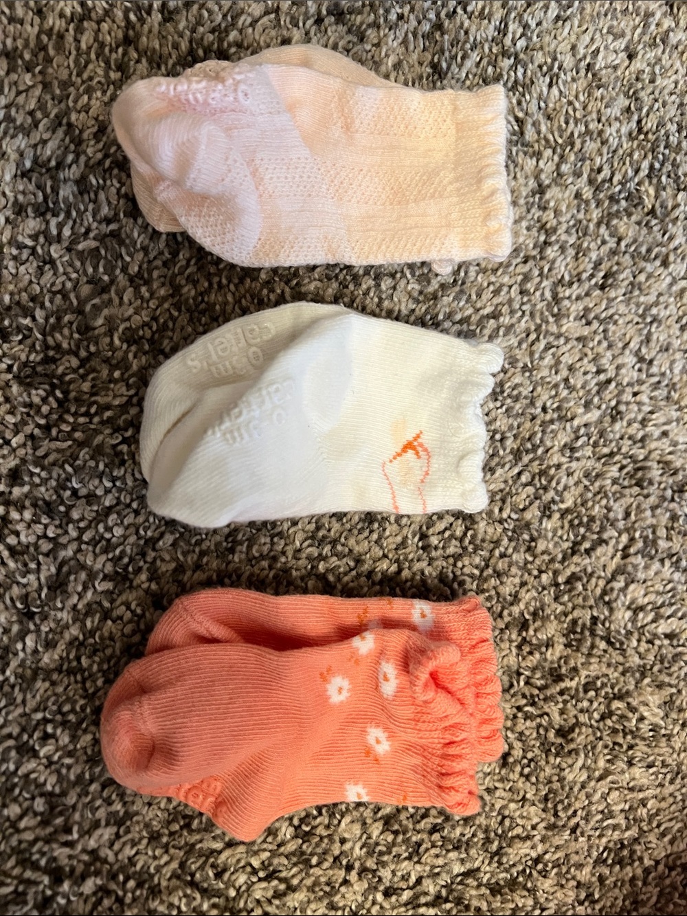 3-Pack Baby Socks in Peach, White & Coral